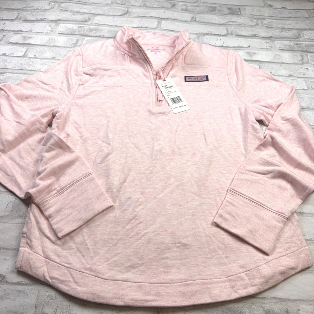 Vineyard Vines Shep Shirt Girls L Pink Dreamcloth Quarter Zip 7K001785 Kids NWT
